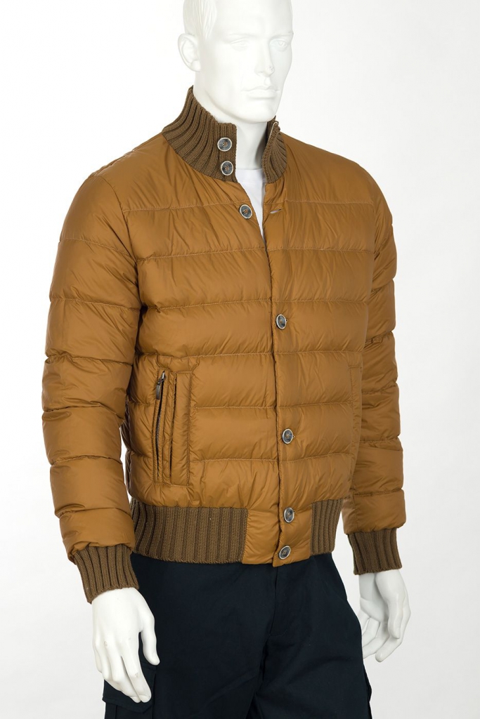 Winter quilted bomber jacket with knit trim