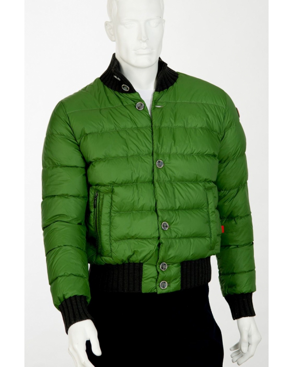 Winter quilted bomber jacket with knit trim