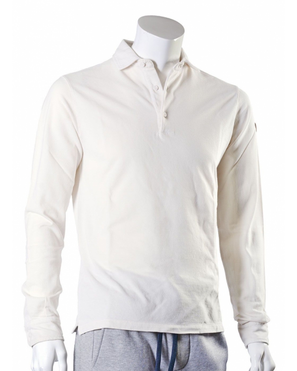 Long-sleeve plain color polo shirt